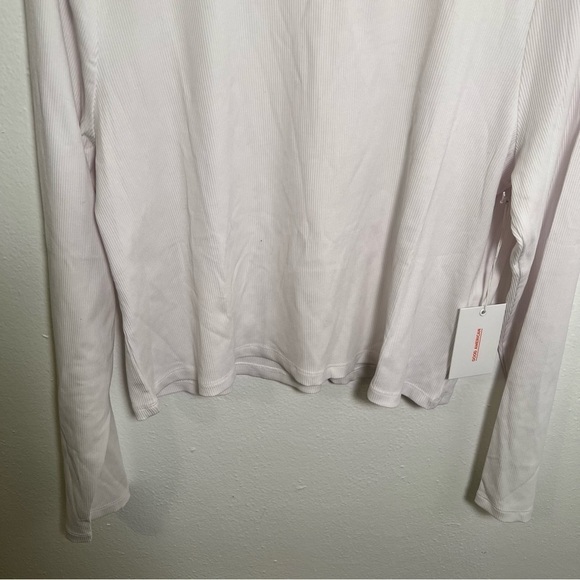 Good American Long Sleeve Cropped Crewneck Top White - Picture 5 of 15